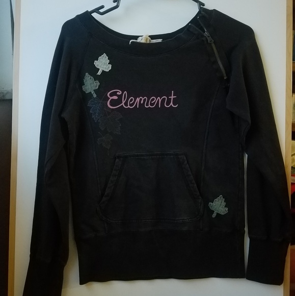 Element black fitted sweatshirt with leaf details - Picture 1 of 8